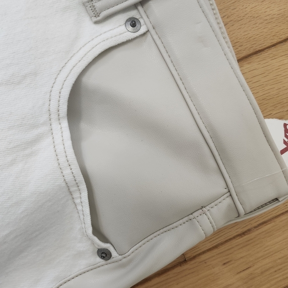 Abercrombie & Fitch Slim Straight Ultra High Rise Faux Leather Denim Jeans 34-18 - Picture 11 of 14